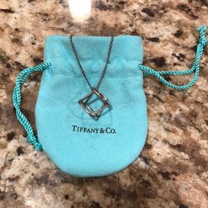 RARE - Tiffany 3D Square Pendant Necklace